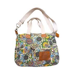 Malirona Canvas Travel Duffel 15" Shoulder Bag Floral Paisely Weekender Carry On
